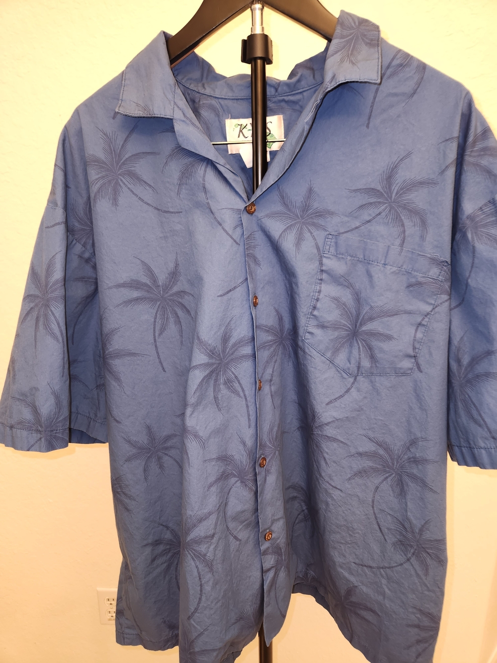Vintage! KY'S Blue Palm Tree XXL Button Down